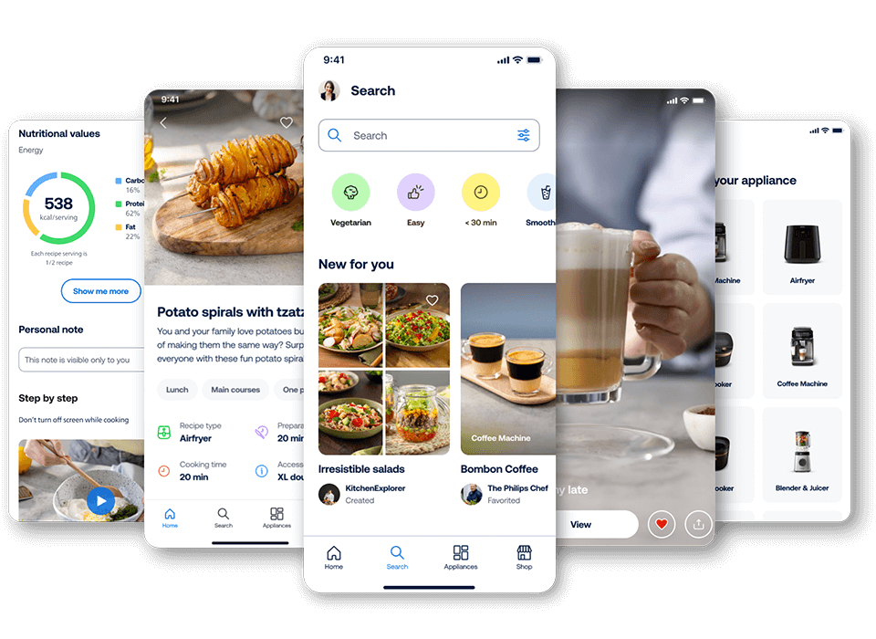 Useita HomeID-n&auml;ytt&ouml;j&auml;, joissa n&auml;kyy eri sovellusominaisuuksia